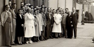WSC at 538 SE Alder, circa 1938. Dr. Budden is pictured in the foreground on the left.